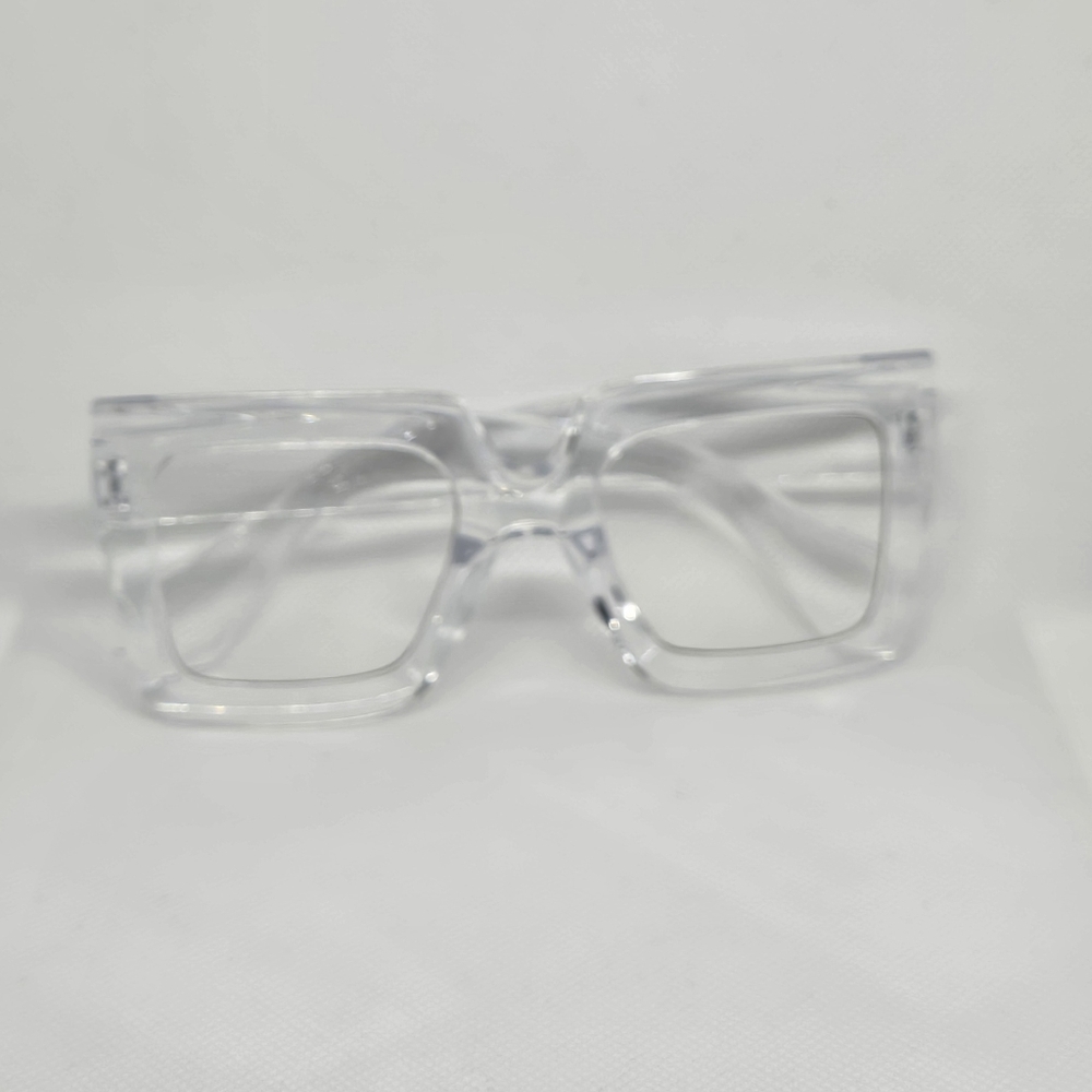 Oversized Clear Transparent Square Eyeglasses – Trendy Minimalist Frames - Picture 3 of 6